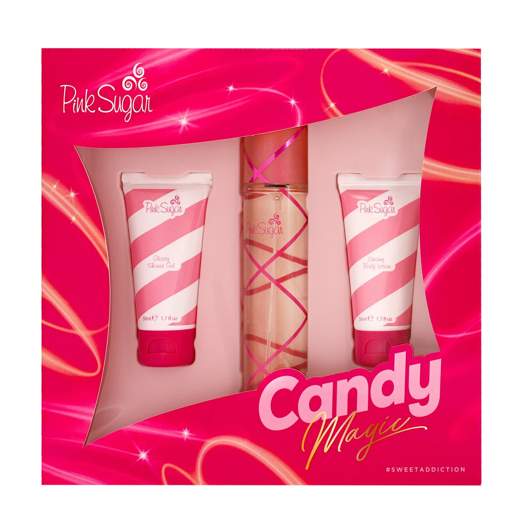 Aquolina Pink Sugar Candy Magic Gift Set For Women (EDT 100ml+ Body Lotion 50ml + Shower Gel 50ml) - Image 3