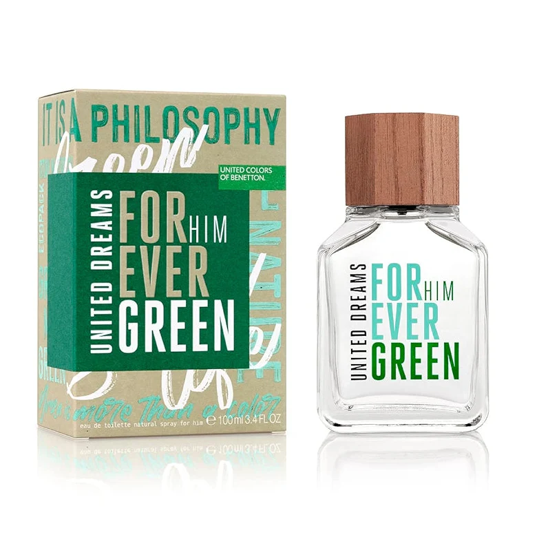 Benetton United Dreams Forever Green For Him Eau De Toilette For Men -Aromatic Green Perfume 100ml - Image 2