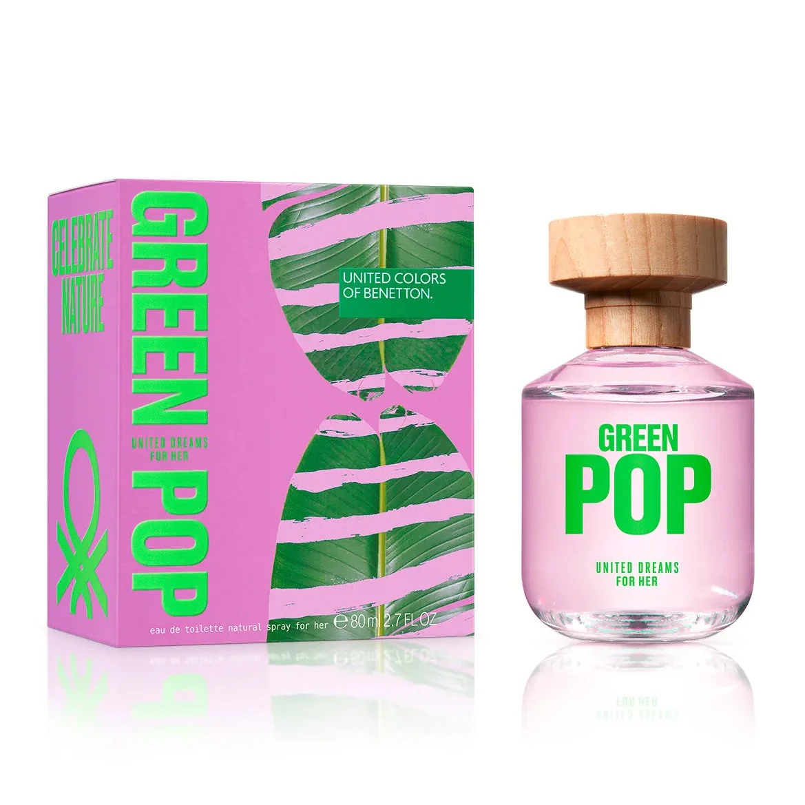 Benetton United Dreams Green Pop For Her Eau De Toilette For Women - Fruity-Floral Perfume 80ml - Image 2