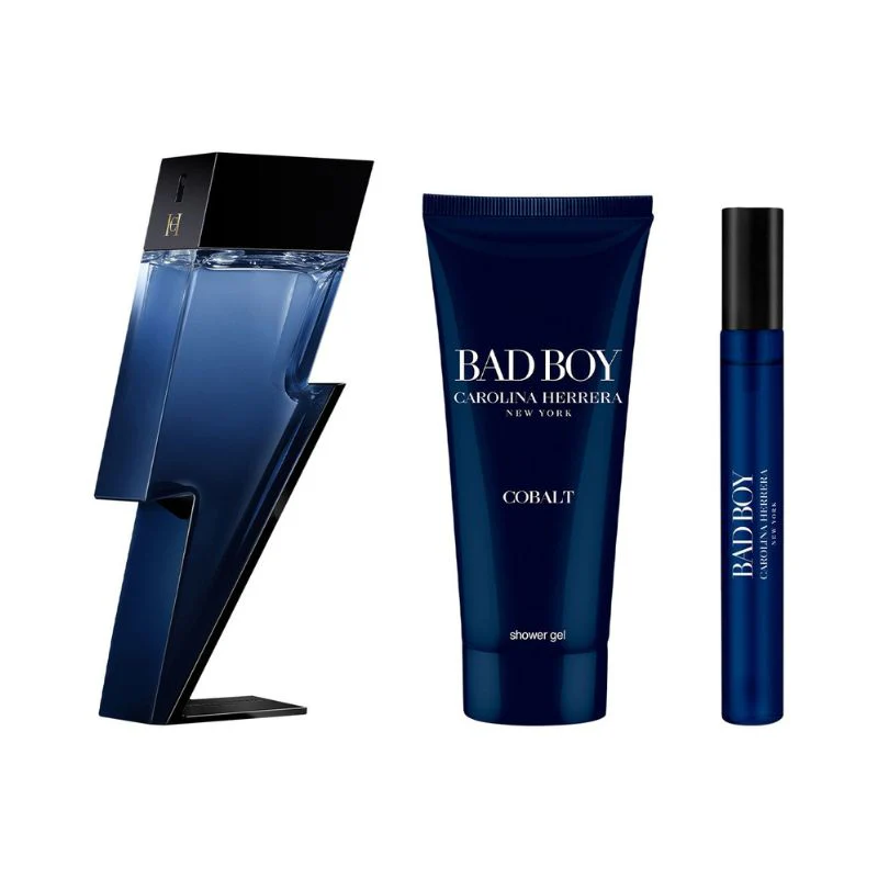 Carolina Herrera Bad Boy Cobalt For Men Set EDP Electrique 100ml + EDP Electrique 10ml + Shower Gel 100ml