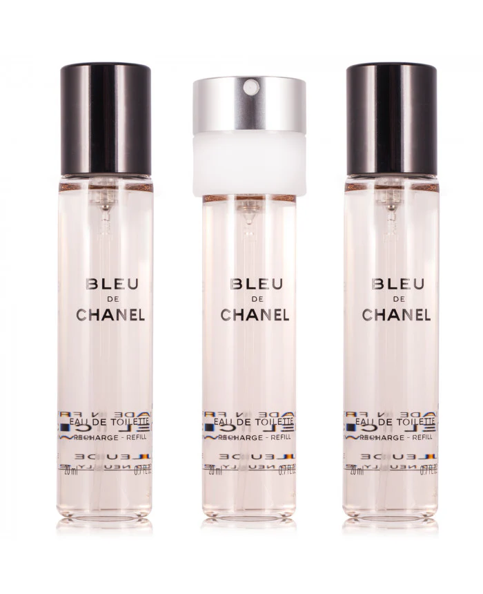 CHANEL BLEU DE CHANEL POUR HOMME FOR MEN EDT 3x20 ml + 2 REFILLS TRAVEL SPRAY