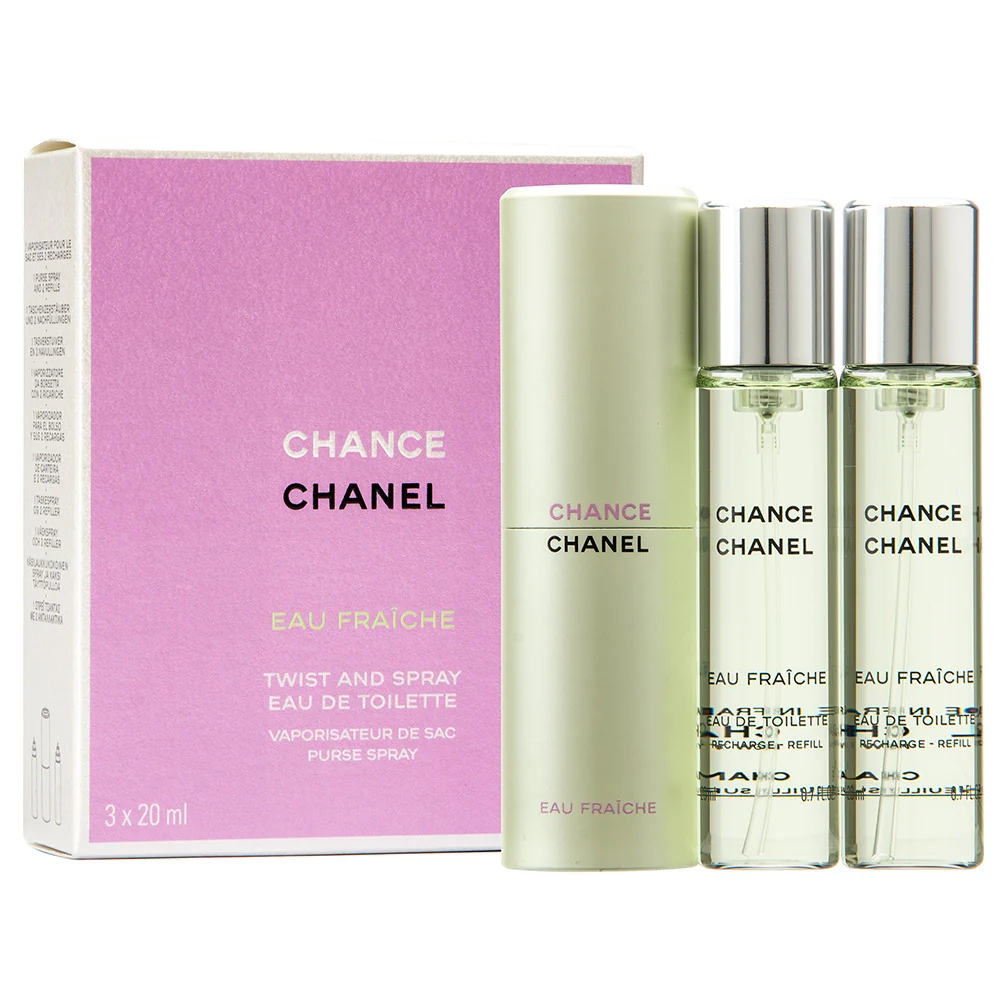 CHANEL CHANCE EAU FRAICHE FOR WOMEN EDT 3x20 ml TRAVEL SPRAY REFILL