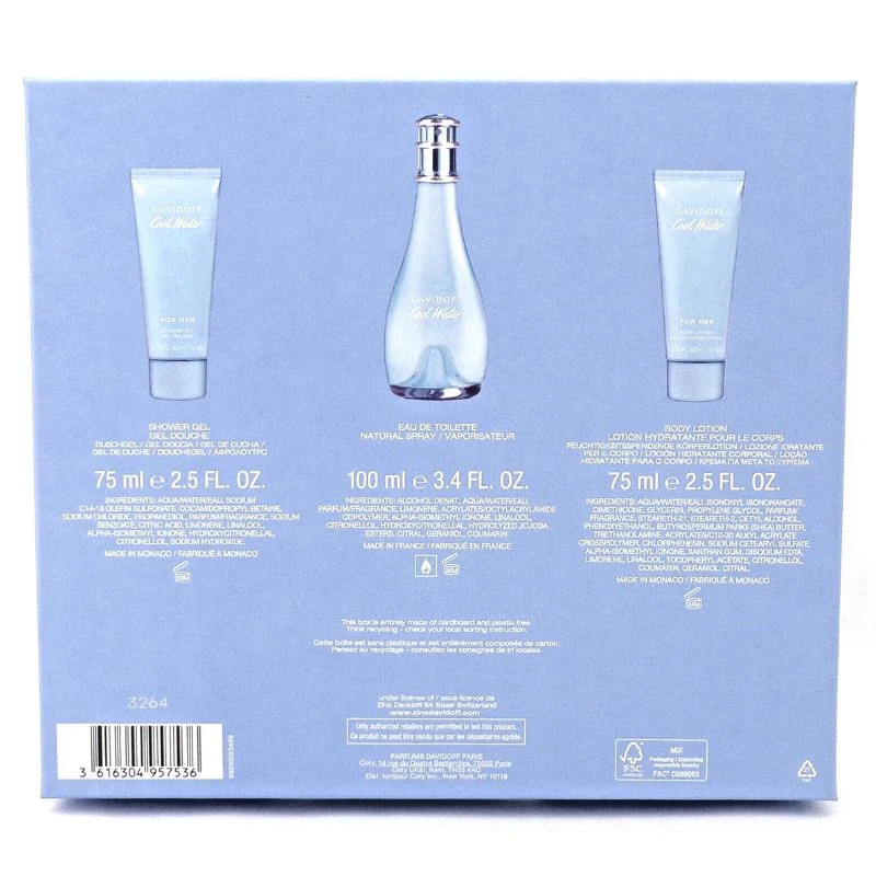 Davidoff Cool Water Woman For Women Set EDT 100ml + Body Lotion 75ml + Shower Gel 75ml - Image 5