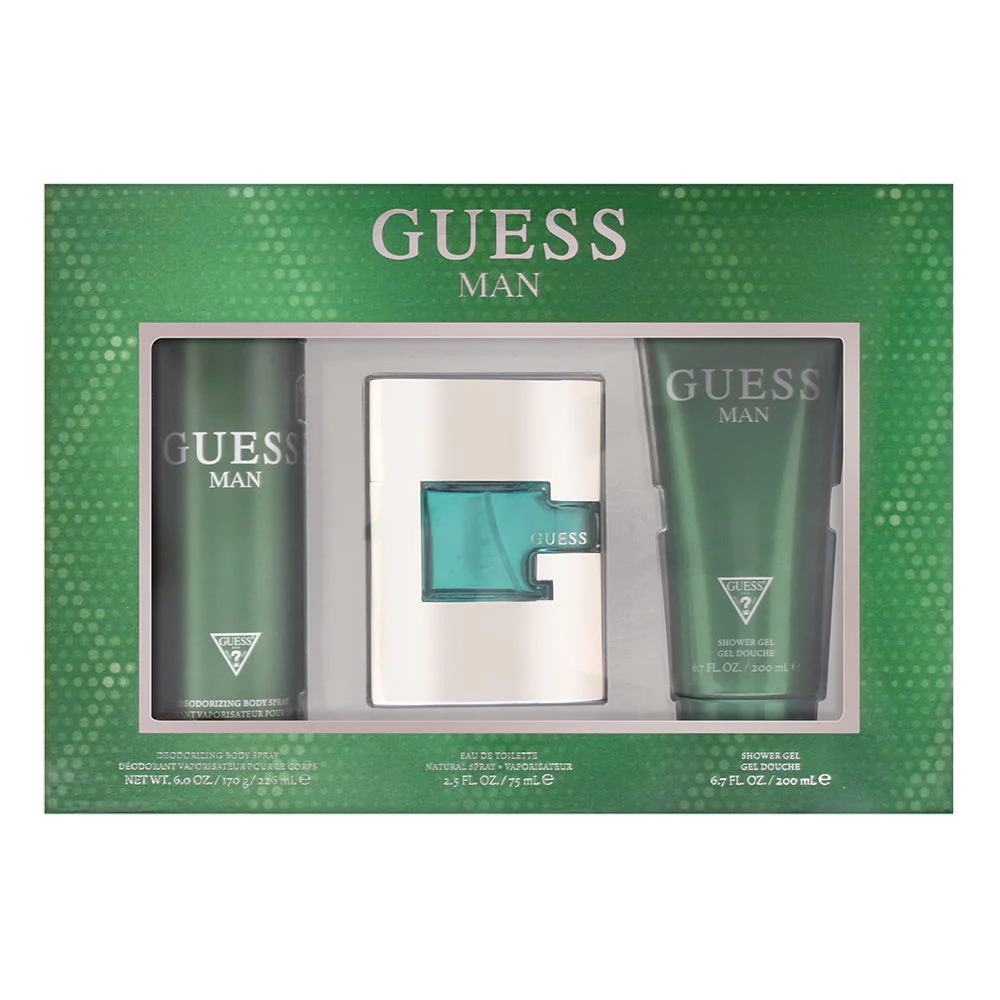 GUESS GREEN FOR MEN EDT 75ML+200ML SHAVING GEL+226ML BODY SPRAY GIFT SET