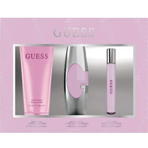 GUESS PINK FOR WOMEN EDT 75ML+200ML BODY LOTION+15ML MININTURE GIFT SET