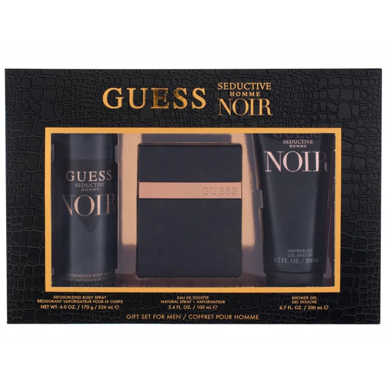 Guess Seductive Noir Gift Set For Men - EDT 100 ml + Shower Gel 200 ml + Deodorant 226 ml