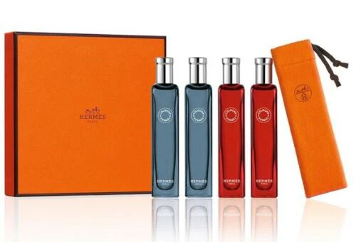 HERMES (EAU DE CITRON NOIR+EAU DE RHUBARBE ECARLATE) EDC FOR UNISEX GIFT SET 4 x15 ML