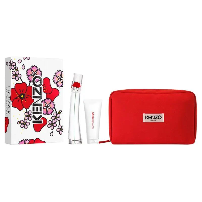 Kenzo Flower By Kenzo For Women Set EDP 50ml + Body Milk 75ml + Pouch - Image 2