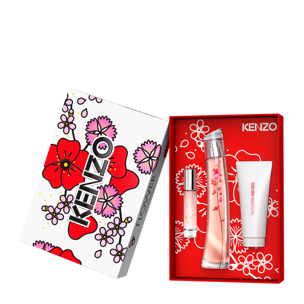 Kenzo Flower Ikebana By Kenzo For Women Set EDP 75ml + EDP 10ml Reusable Travel Spray + Body Milk 75ml - Image 3
