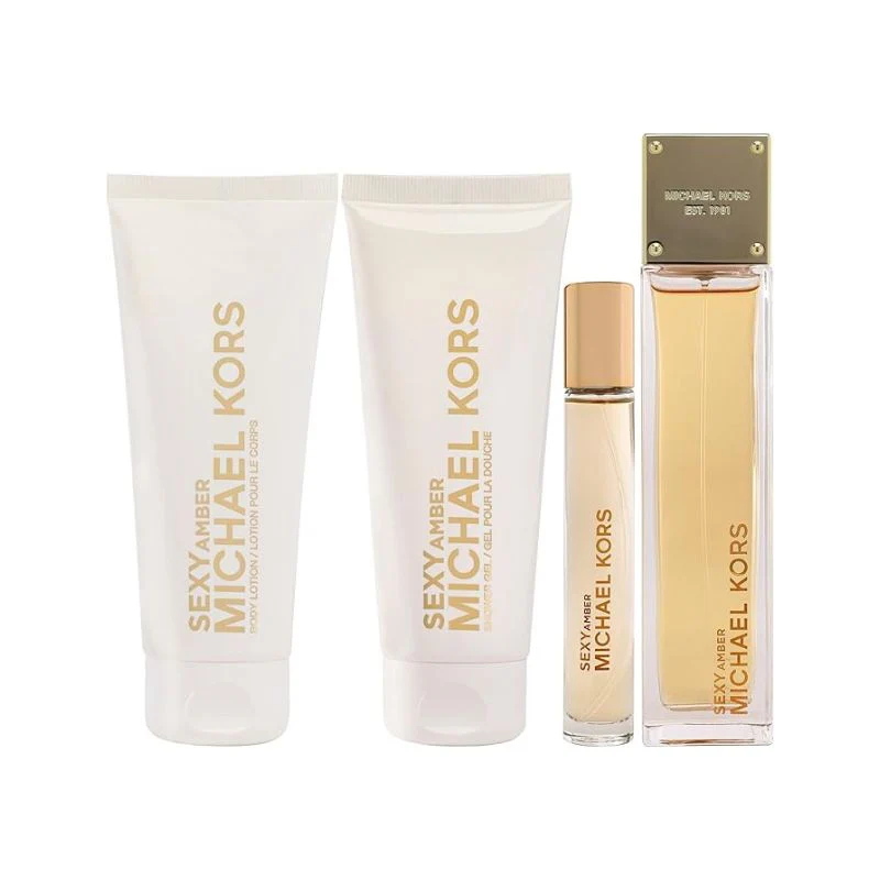 Michael Kors Sexy Amber For Women Set EDP 100ml + EDP 10ml Travel Spray + Body Lotion 100ml + Shower Gel 100ml