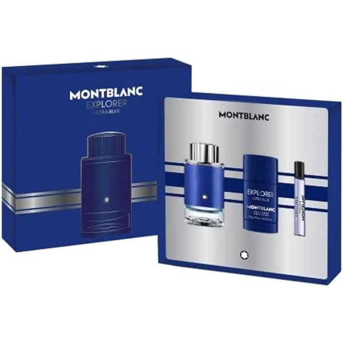 Mont Blanc Explorer Ultra Blu EDP 100ml+7.5ml Spray+75g Deo Stick Set For Men