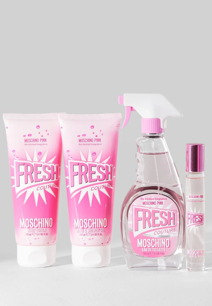 Moschino Pink Fresh Couture For Women 4 Pieces Gift Set (3.4 Eau De Toilette Spray-3.4 Body Lotion-3.4 Bath and Shower Gel-10 ML Eau De Toilette) - Image 2