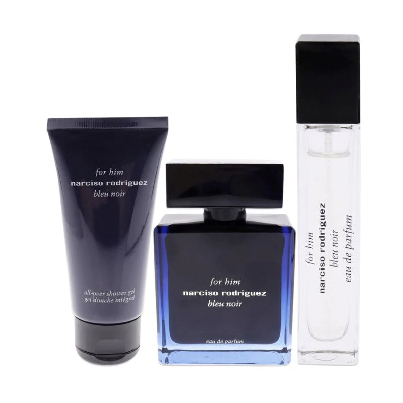 Narciso Rodriguez Bleu Noir For Him For Men Set EDP 100ml + EDP 10ml Purse Spray + All Over Shower Gel 50ml
