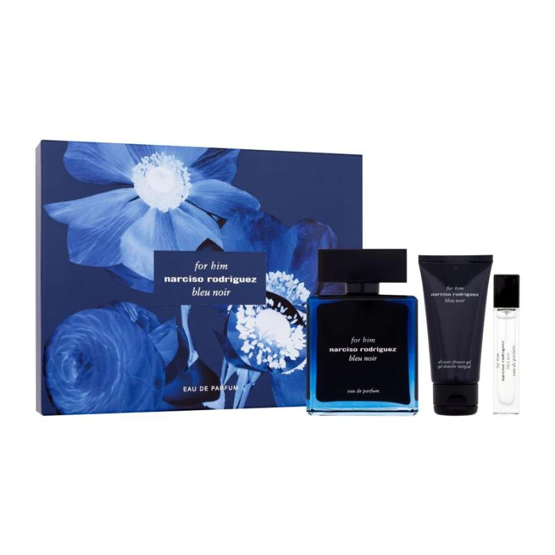 Narciso Rodriguez Bleu Noir For Him For Men Set EDP 100ml + EDP 10ml Purse Spray + All Over Shower Gel 50ml - Image 2
