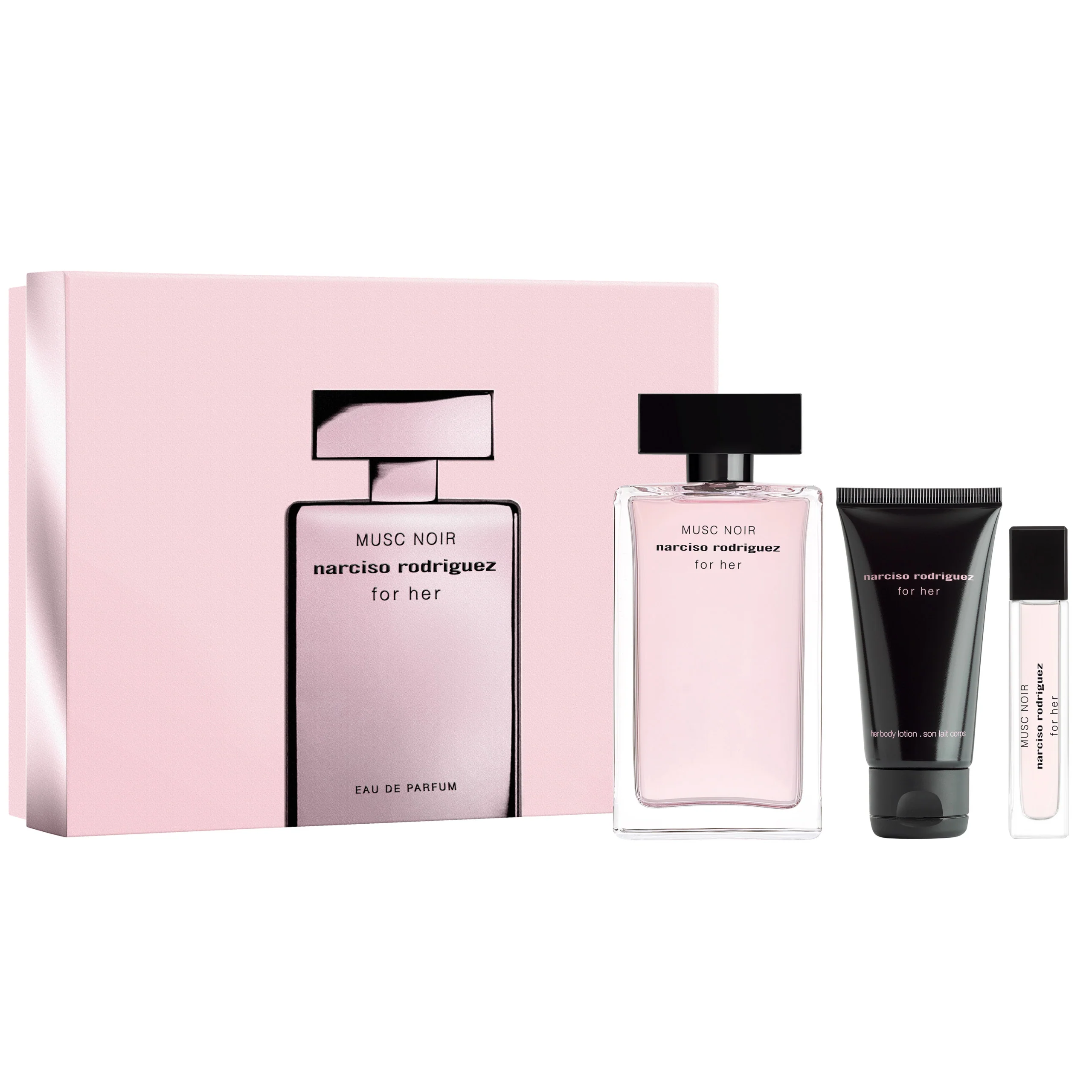 Narciso Rodriguez Musc Noir For Her For Women Set EDP 100ml + EDP 10ml Purse Spray + Her Body Lotion 50ml - Image 2