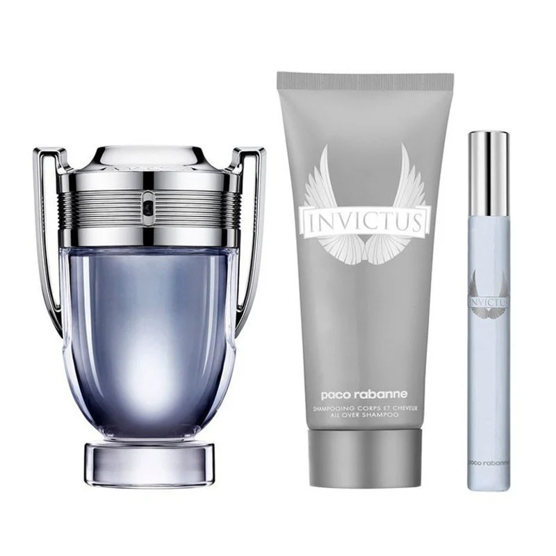 PACO RABANNE INVICTUS FOR MEN EDT 100ML+100ML ALL OVER SHAMPOO +10ML  MINI SET - Image 2