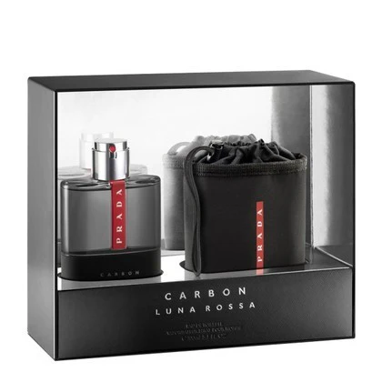 PRADA LUNA ROSSA CARBON POUR HOMME FOR MEN SET EDT 100 ml + TRAVEL POUCH