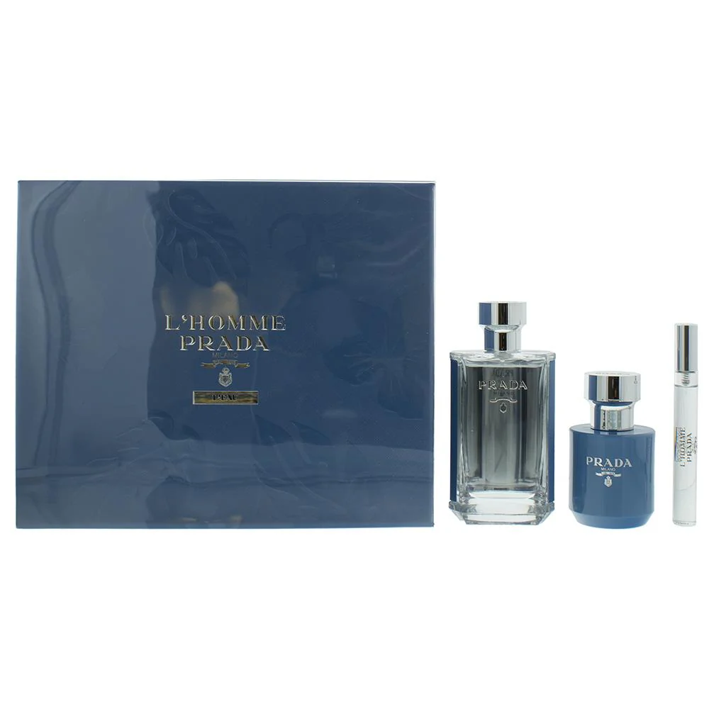 PRADA MILANO L'HOMME L'EAU EDT 100ML+10ML ROLL ON+100ML SHOWER CREAM SET