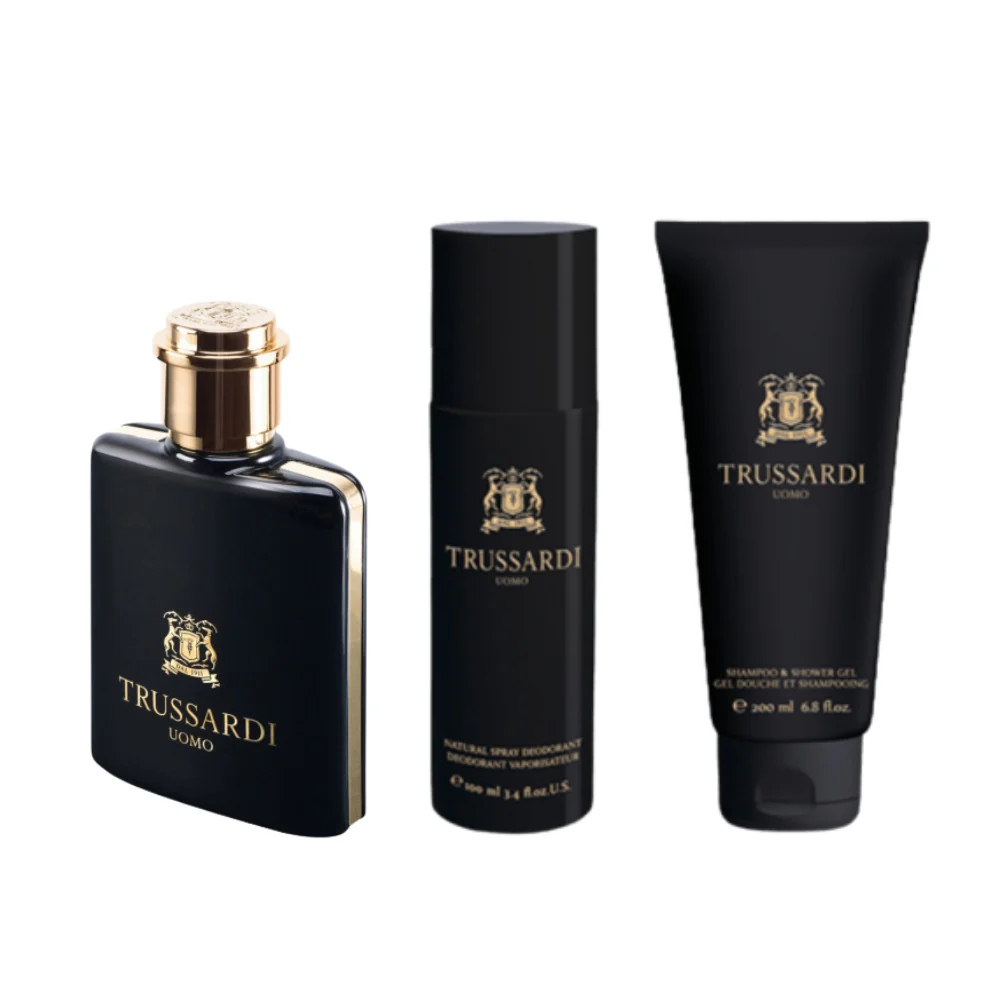 Trussardi Uomo For Men Set EDT 100ml + Deo Spray 100ml + Shampoo & Shower Gel 200ml