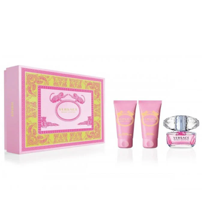 VERSACE BRIGHT CRYSTAL FOR WOMEN EDT 50ML+50ML SHAVING GEL+50ML BODY LOTION (HARD BOX) SET