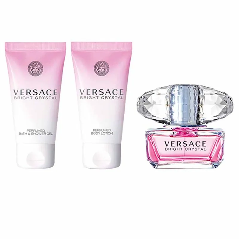 Versace Bright Crystal For Women Set EDT 50ml + Perfumed Body Lotion 50ml  + Perfumed Bath & Shower Gel 50ml