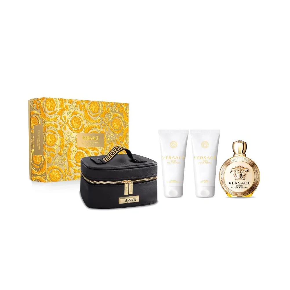 Versace Eros Pour Femme For Women Set EDP 100ml +Luxury Body Lotion 100ml + Luxury Bath & Shower Gel 100ml + Small Beauty Case - Image 2