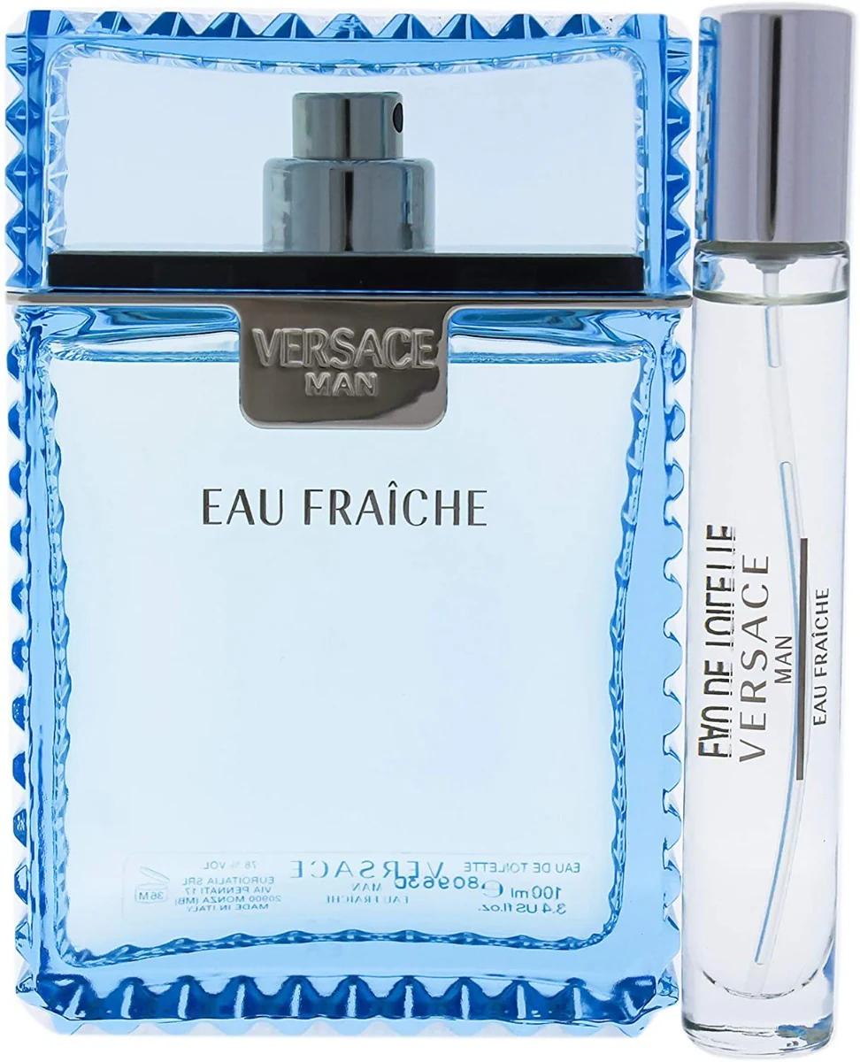 VERSACE MAN EAU FRAICHE FOR MEN GIFT SET EDT 100 ml + EDT 10 ml + BLUE TROUSE - Image 2