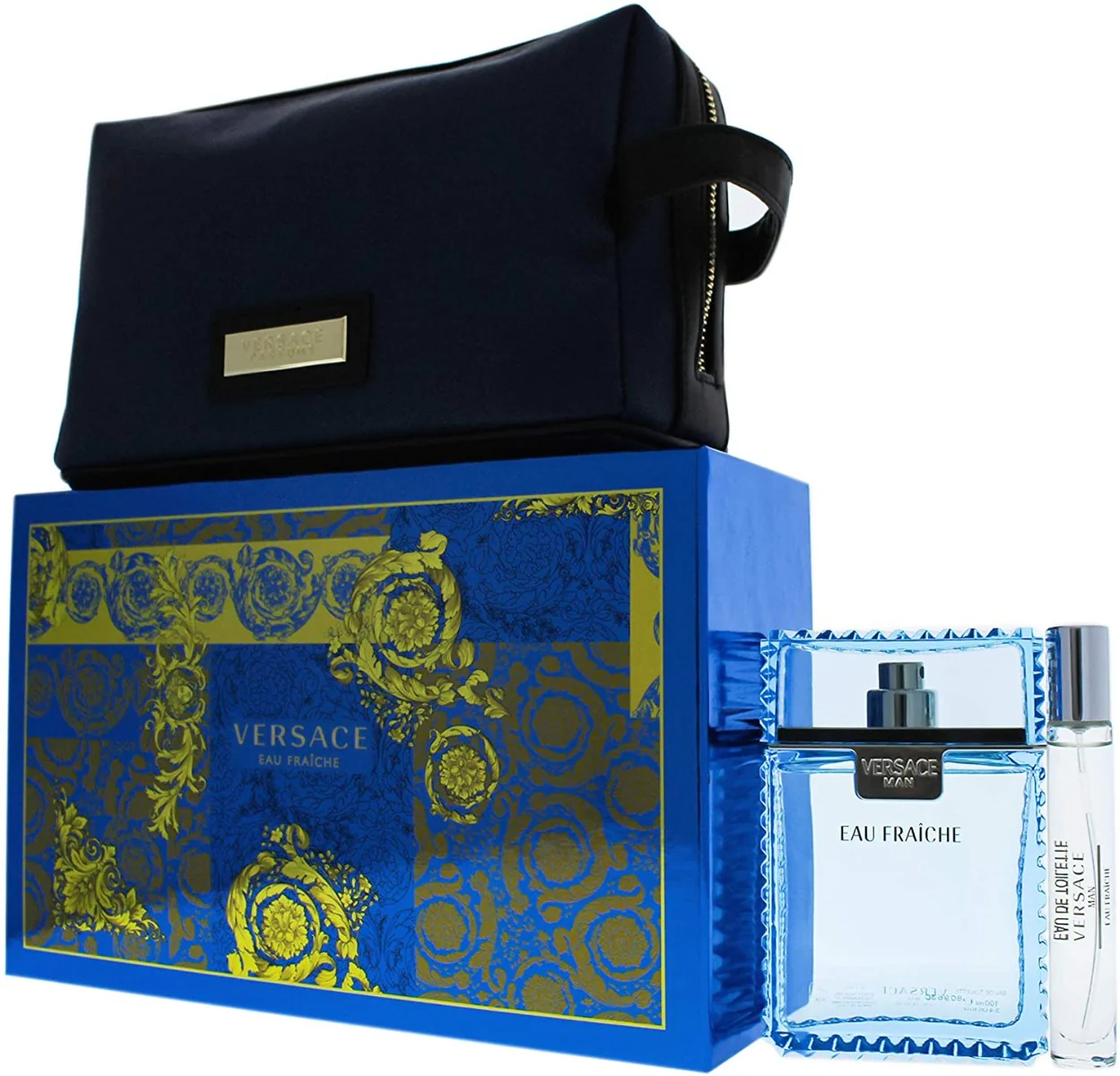 VERSACE MAN EAU FRAICHE FOR MEN GIFT SET EDT 100 ml + EDT 10 ml + BLUE TROUSE - Image 3