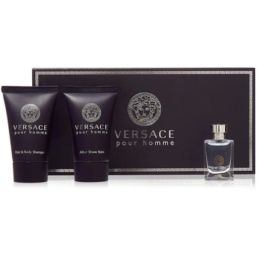 VERSACE POUR HOMME EDT 5ML+25ML SHAVING GEL+25ML AFTER SHAVE BALM MINITURE SET