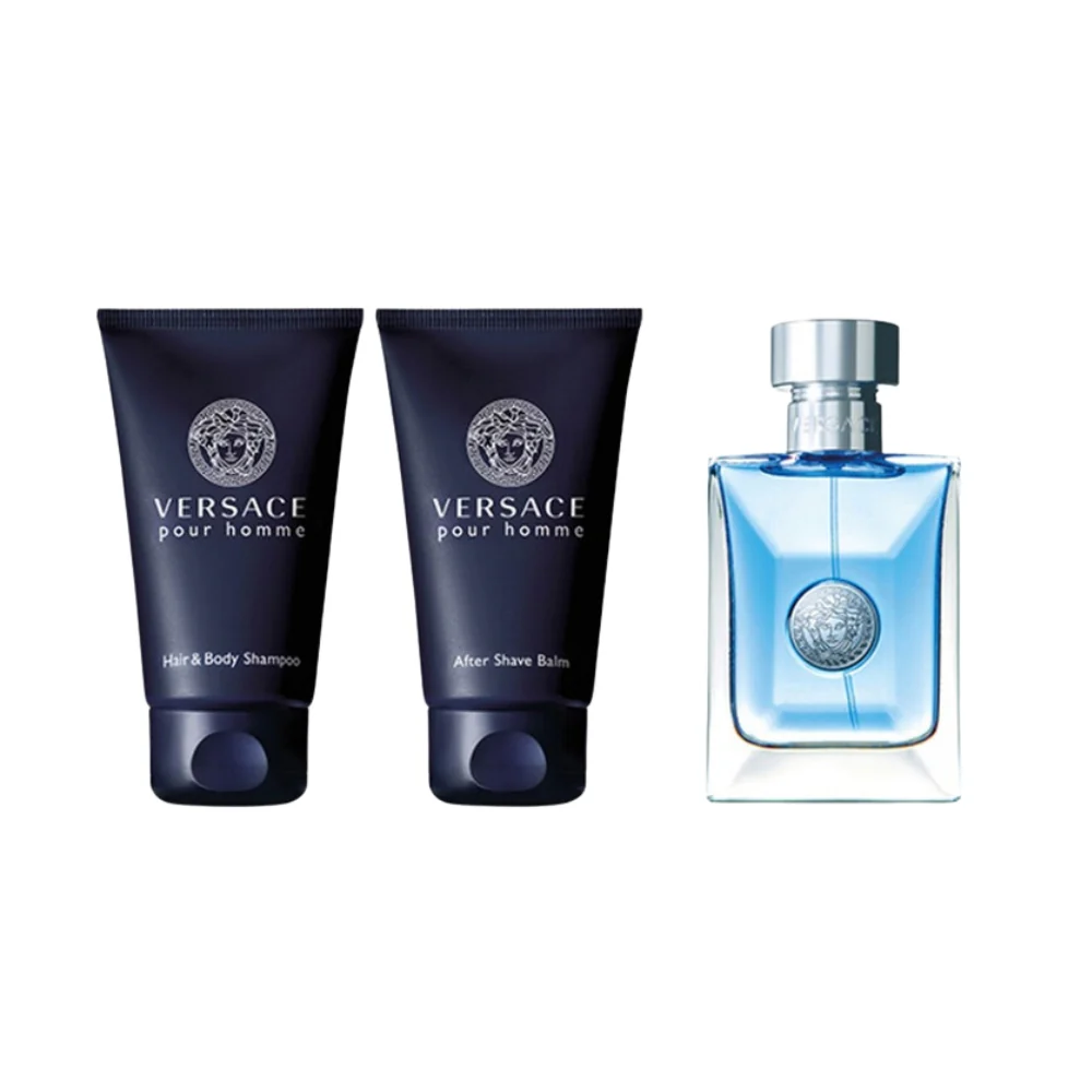 Versace Pour Homme For Men Set EDT 50ml + Aftershave Balm 50ml + Hair & Body Shampoo 50ml