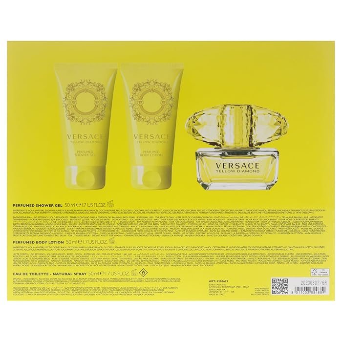 Versace Yellow Diamond For Women Set EDT 50ml + Perfumed Body Lotion 50ml + Perfumed Shower Gel 50ml - Image 4